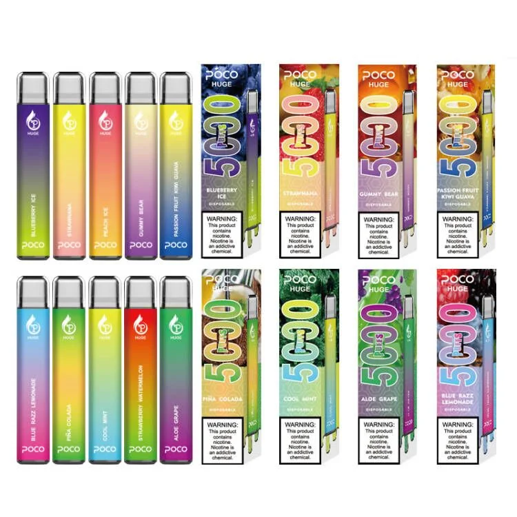 Poco Huge Disposable Vape Pen 5000 Puff Electronic Cigarette 15ml Mesh Coil Rechargeable Vaporizer Starter Kit 10 Flavors Newest 2023 USA EU Warehouse