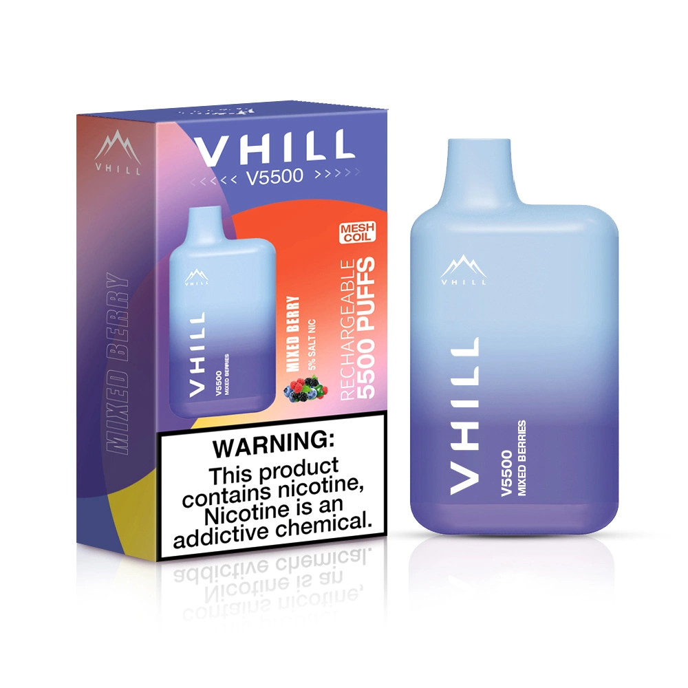 Hot Vhill V5500puffs Disposable Cigarettes Pod Device 650mAh Rechargeable 12 Flavours 15ml Prefilled Box Vape Device Vs Randmtornado Free Shipping